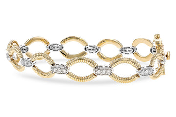 14k White & Yellow Gold Diamond Link Bracelet DBR-23163